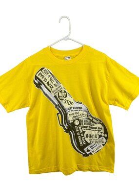 Youth Size XL Guitar Rock N Roll Alstyle Tag Yellow T-Shirt NWT
